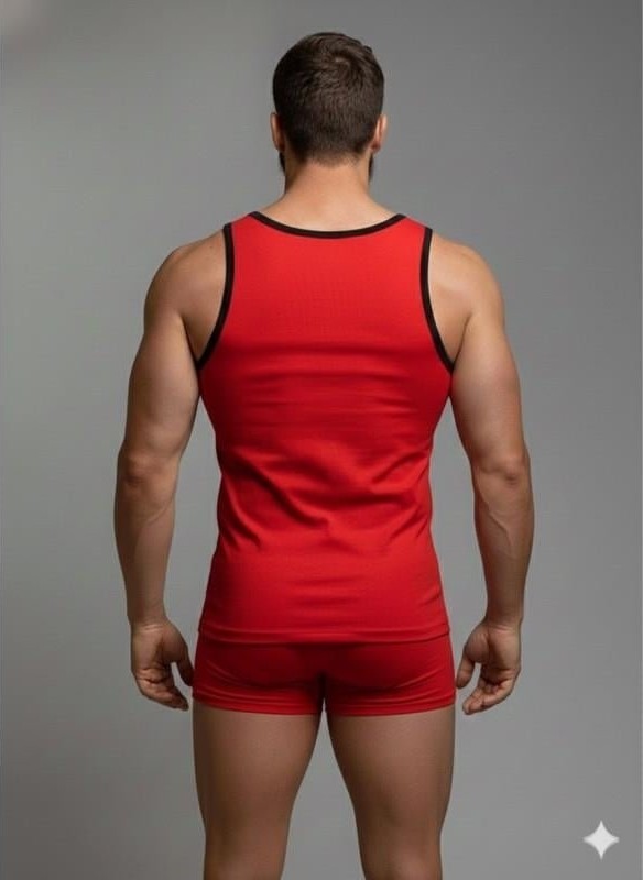 Melonika Erkek Kırmızı Tank Top Boxer Takımı görsel 2