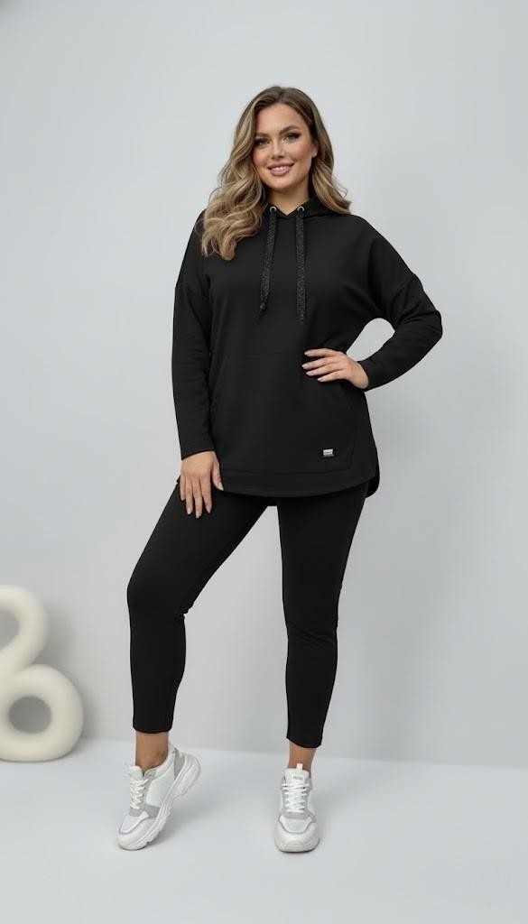 Moda Xlarge Kadın Büyük Beden Uzun Kollu Kapüşonlu Kanguru Cepli Sweatshirt 2016