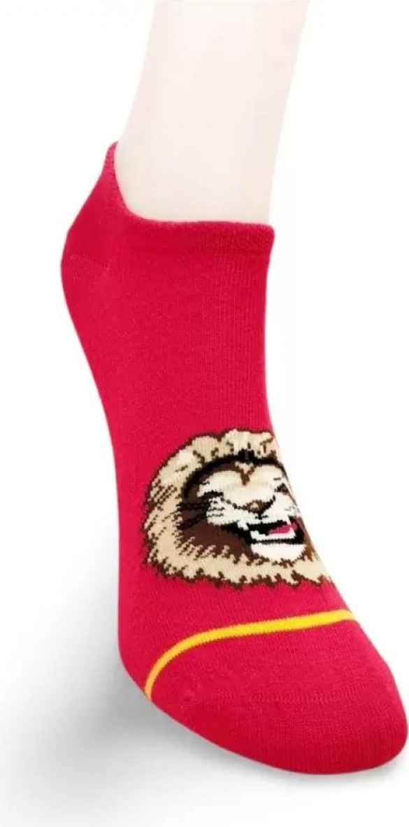 Hace Bazaar Sarı Kırmızı Aslan Desenli Sportif Unisex Kısa Bilek Çorap Yazlık 1 Çift