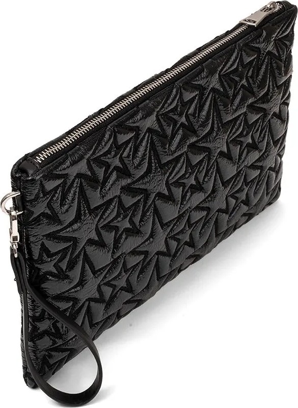 Ecrou Yıldız Desenli Siyah Parlak Portföy & Clutch Çanta Çıkarılabilir Bileklik Askılı 30 x 19 cm görsel 7