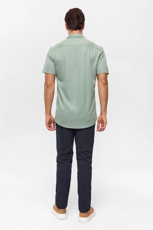 Süvari Koyu Haki Slim Casual Gömlek görsel 5