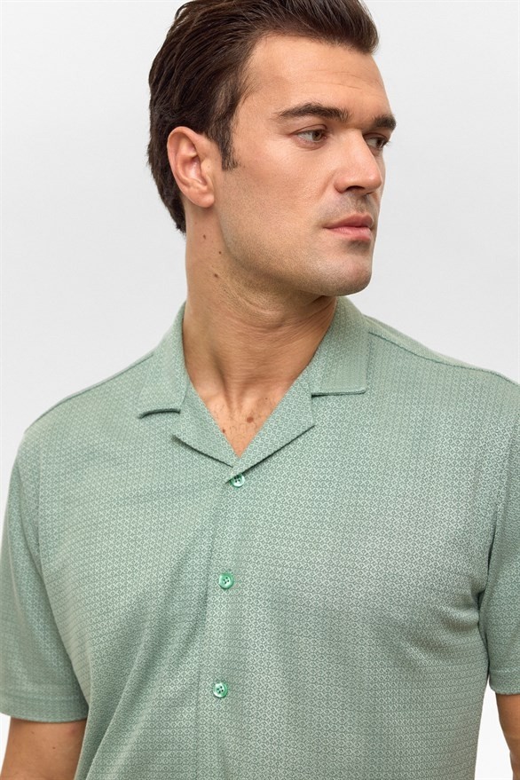Süvari Koyu Haki Slim Casual Gömlek görsel 3
