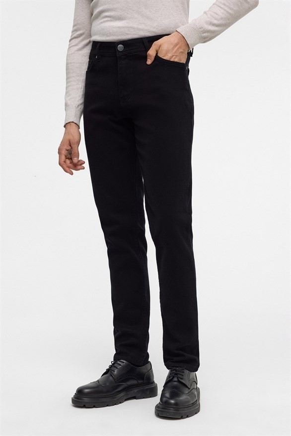 Süvari Siyah Düz Casual Pantolon görsel 7