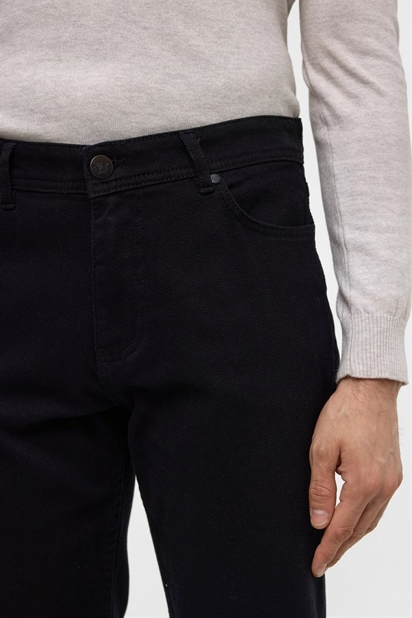 Süvari Siyah Düz Casual Pantolon görsel 8