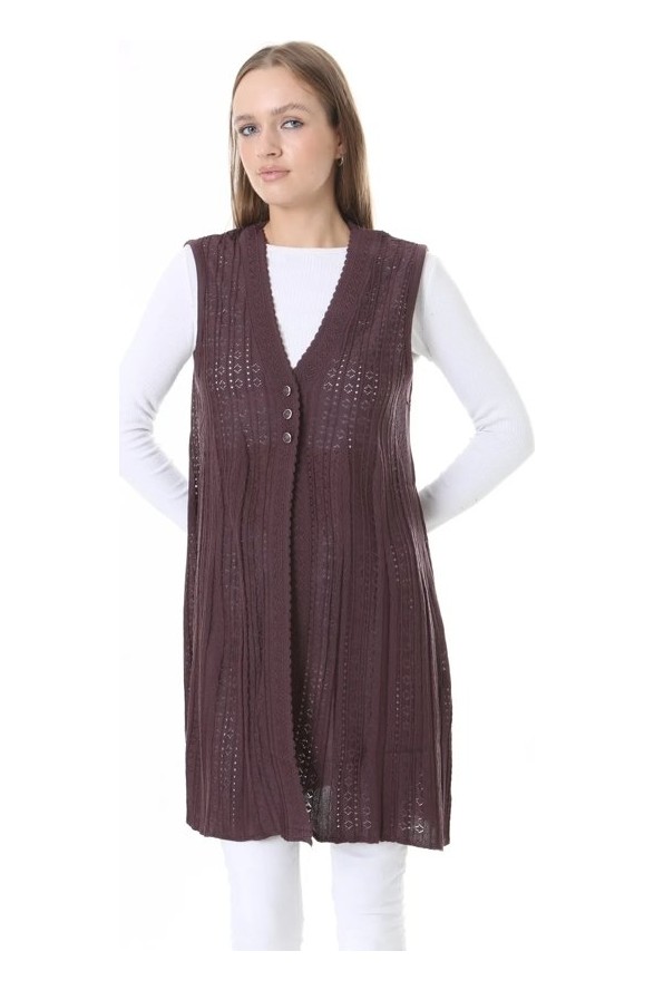 Fresh Moda Kadın Triko Mevsimlik Araboy Merserize Büyük Beden Anne Yelek görsel 8