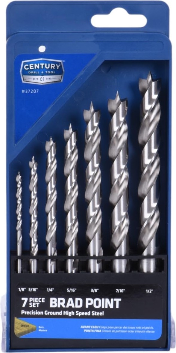 Aesco Century Drill & Tool Fraksiyonel Hss Brad Point Ahşap Uçlar, 7 Parça Set görsel 2