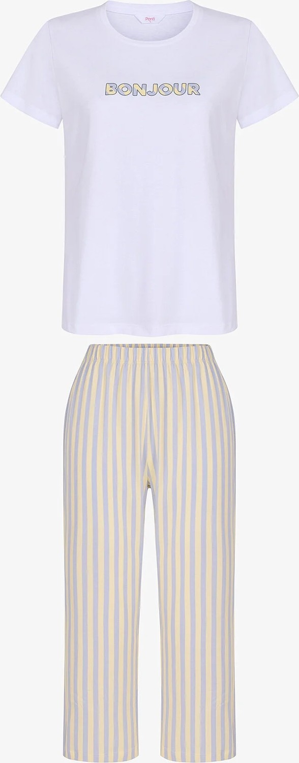 Penti Ent Bonjour Kapri Çizgili Kısa Kollu Pijama Takımı