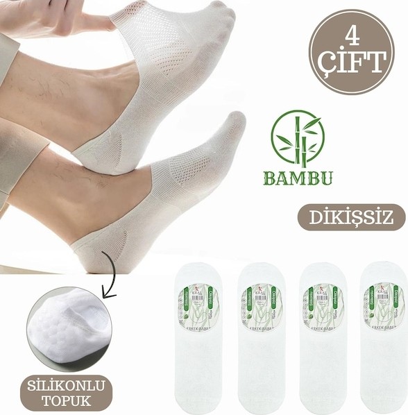 Kral Socks Erkek - Bayan Bambu Babet Çorap Dikişsiz Parfümlü Silikonlu Babet Çorap görsel 6