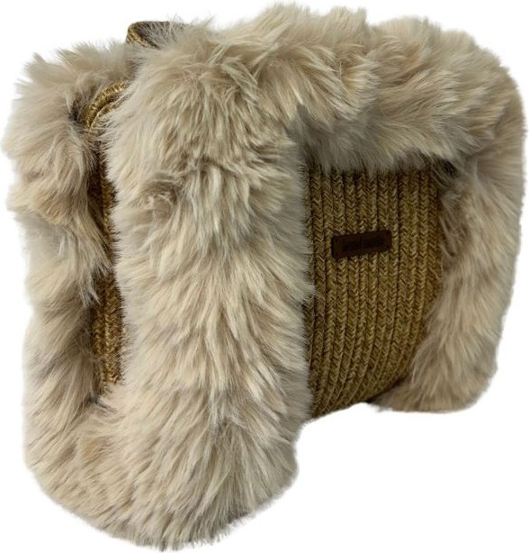 Uretti - Ayşe 4723 4953 El Yapımı Peluş Kürklü Model Tress Ip El Çantası / 22 cm x 23 cm görsel 4