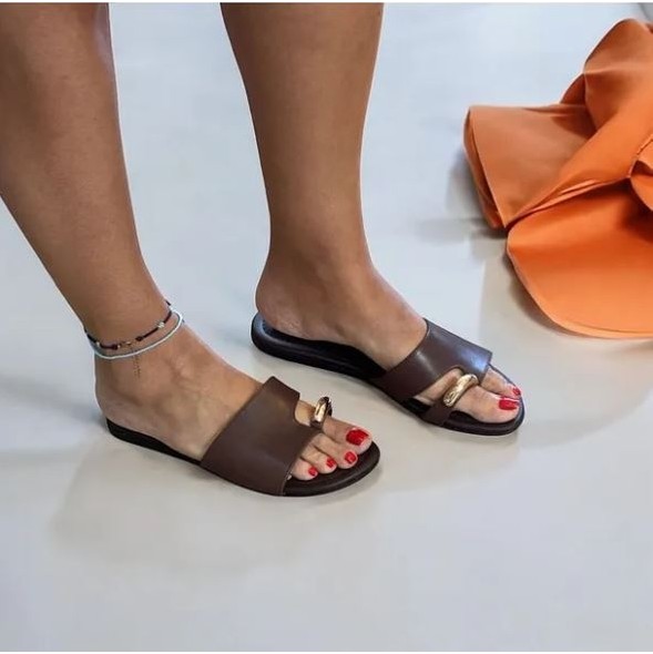 Ne&Ve Shoes Siyah Hakiki Deri Tokalı Parmak Arası Kadın Şık ve Rahat Günlük Terlik görsel 6