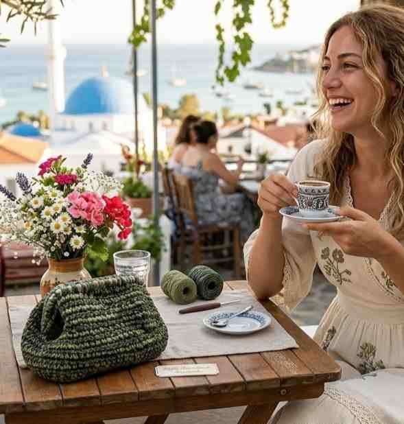 Sway El Örgüsü Yeşil Tonlu Burslu Clutch görsel 2
