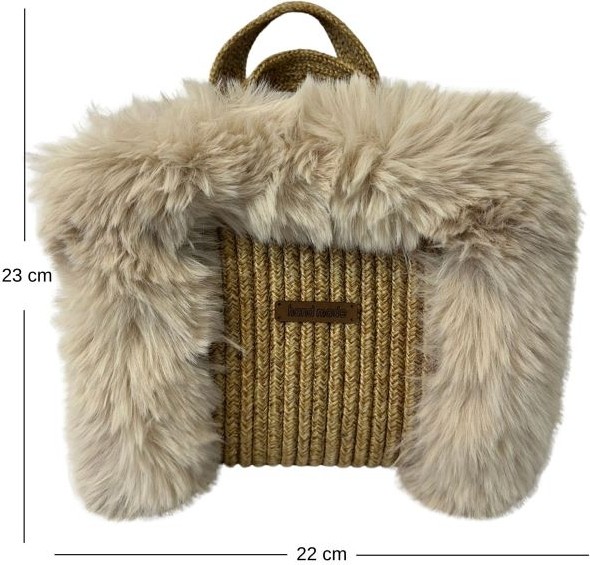 Uretti - Ayşe 4723 4953 El Yapımı Peluş Kürklü Model Tress Ip El Çantası / 22 cm x 23 cm görsel 3