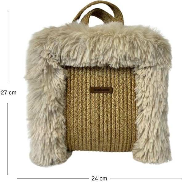 Uretti - Ayşe 4723 8560 El Yapımı Peluş Kürklü Model Tress Ip El Çantası / 24 cm x 27 cm görsel 2