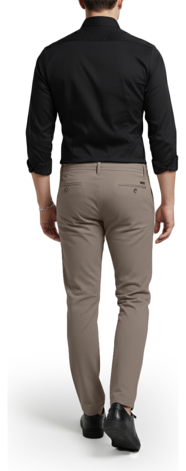 Deepsea Erkek Lacivert Likralı Gofre Kumaş Beli Lastikli Ipli Slim Fit Günlük Pantolon 2600650 görsel 5