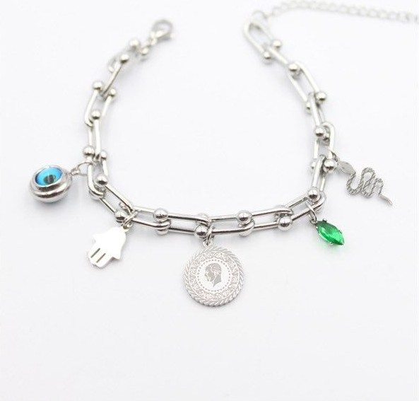Hace Bazaar Charm Tfn Zincir Bileklik - Gümüş -Hcb görsel 2
