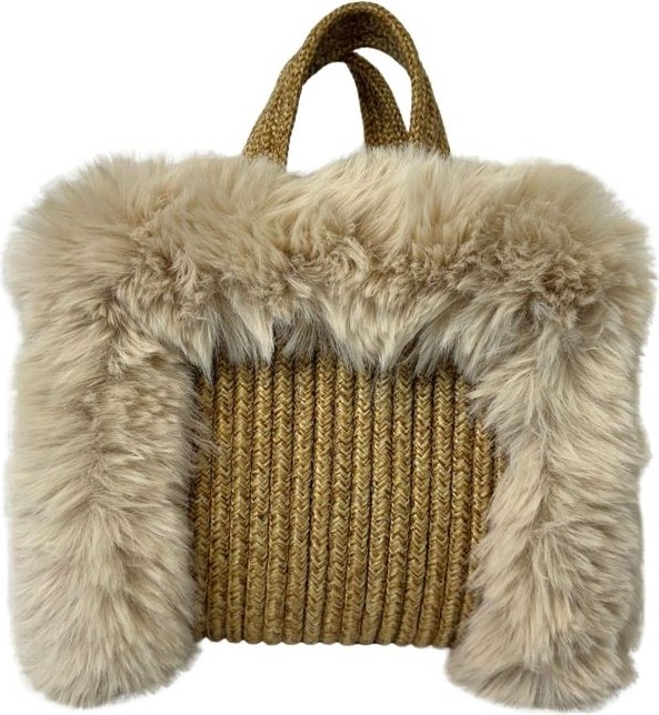 Uretti - Ayşe 4723 4953 El Yapımı Peluş Kürklü Model Tress Ip El Çantası / 22 cm x 23 cm görsel 8