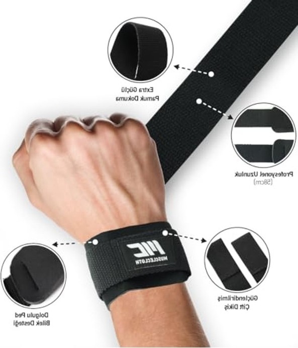 Aesco Siyah Renkli Padded Lifting Straps, Dayanıklılık ve Güç Için
