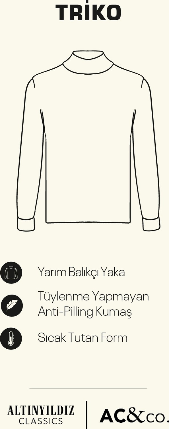 Altınyıldız Classics Erkek Vizon Standart Fit Normal Kesim Yarım Balıkçı Yaka Pamuklu Triko Kazak görsel 3