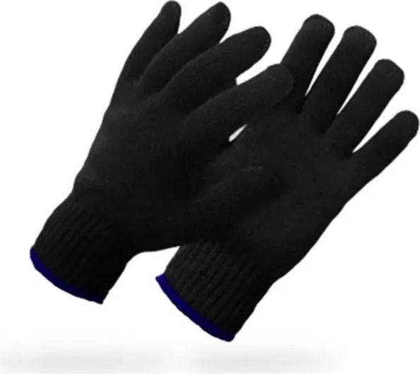 Orta Kalın Siyah Sıcak Tutan Yün Kışlık Kadın Erkek Eldiven Unisex 1 Çift