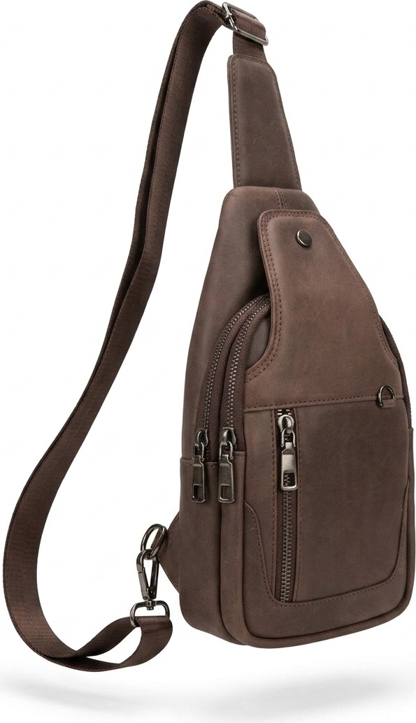 Deribond Hakiki Deri Erkek Çapraz Göğüs Çantası - Çok Bölmeli Body Bag Sling Bag görsel 5