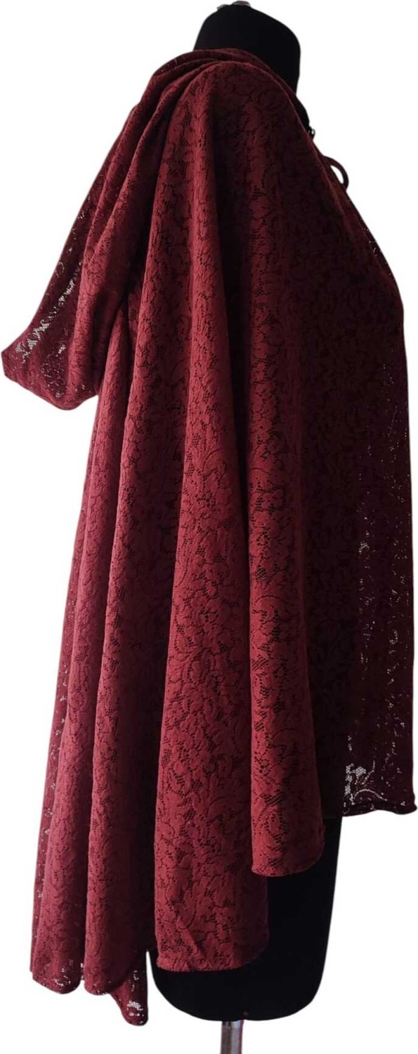Moda Nur Pelerin, Kapşonlu Pelerin, Siyah Renk , Desenli Tül Gelin Pelerin. 85 cm görsel 2