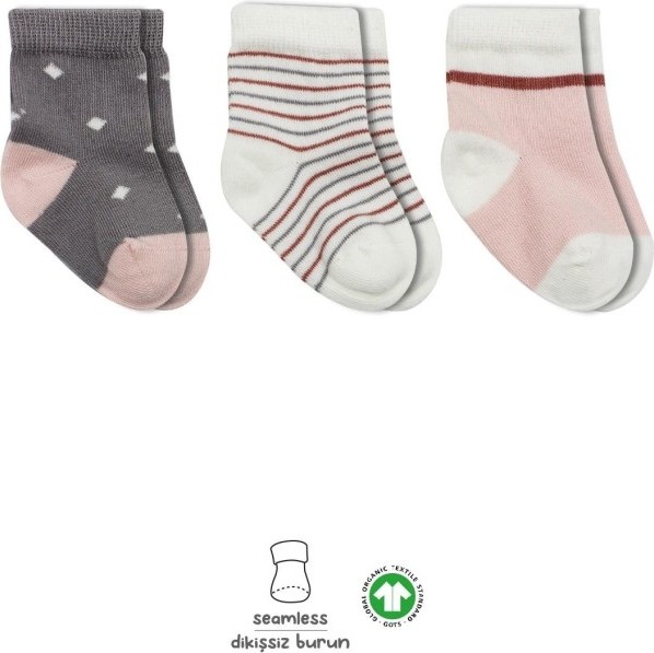 Akıllı Bayi 3'lü Penye Kız Soket Çorap 10112 Gri