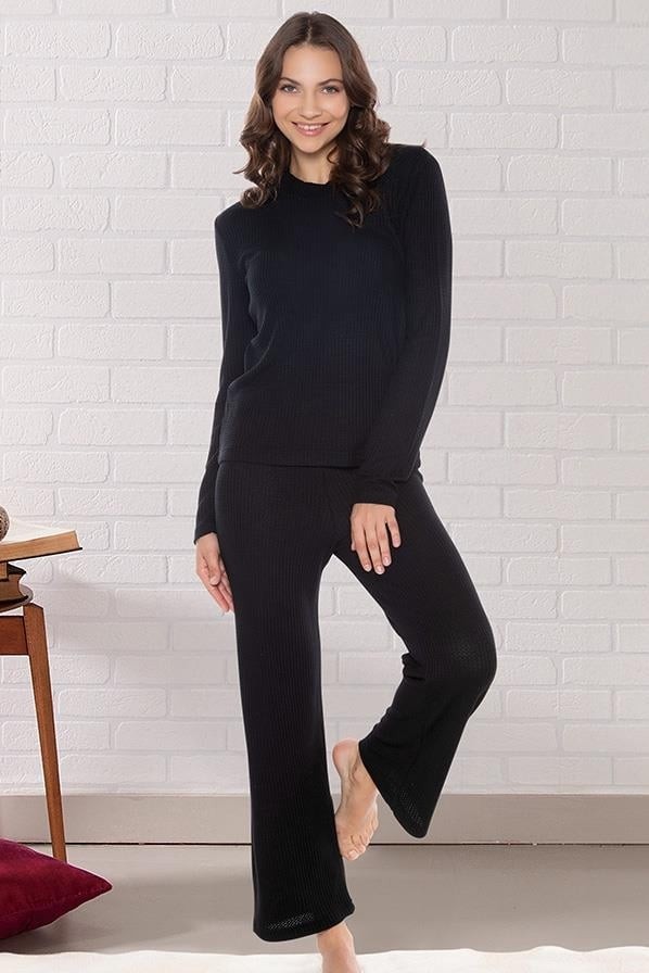 Dowry Uzun Kol Fitilli Pijama Takımı Ev Giyim Dowry 09-179 görsel 7
