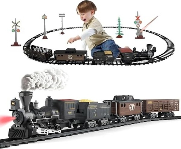 Die Grup Işıklı ve Sesli Buharlı Tren Seti - 29 Parça Raylı Set