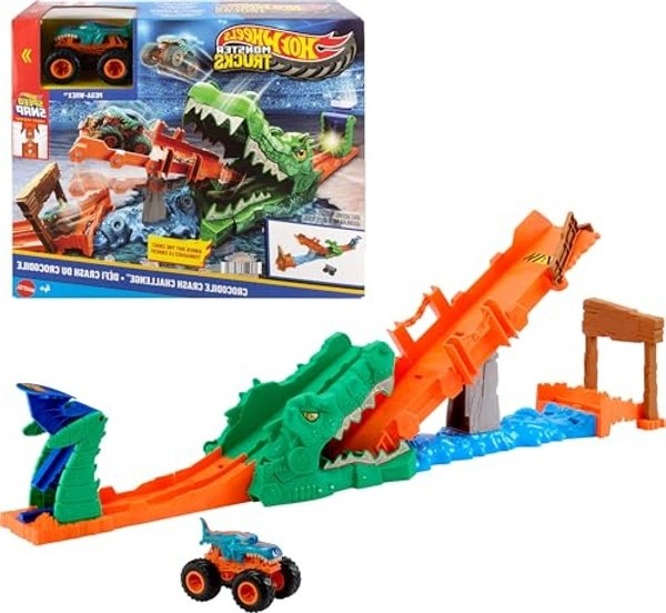 Die Grup Hot Wheels Timsahı Devir Oyun Seti, Eğlenceli Araç Yarışları Için
