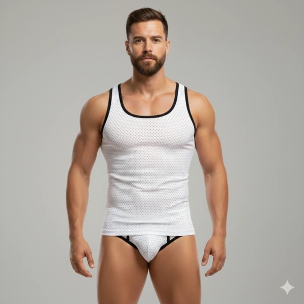Çamaşır Kenti Beyaz Delikli Kumaş Tank Top Slip Takımı görsel 2