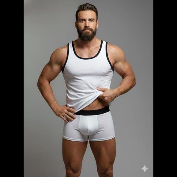 Beruflic Erkek Beyaz Tank Top Boxer Takım