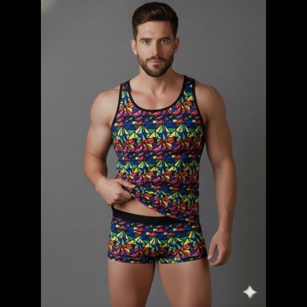 Marsilyan Erkek Renkli Tank Top Boxer Takımı