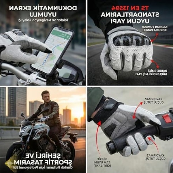 Frefly Store Motosiklet Eldiveni - Ts En 13594 Uygun, Dokunmatik Ekran Uyumlu görsel 3