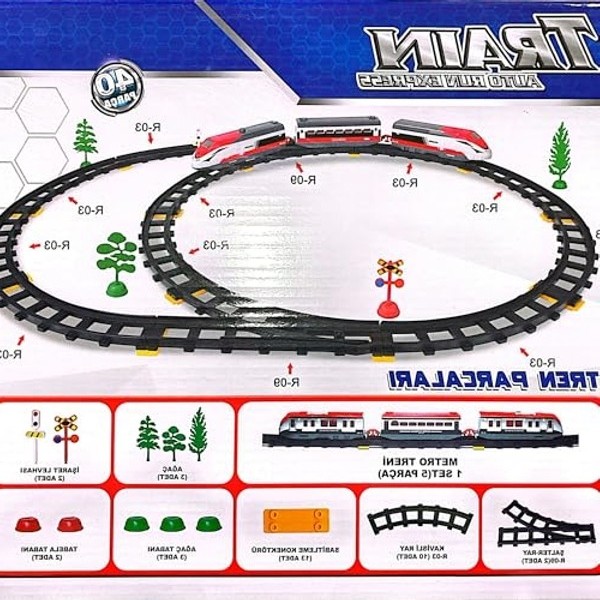 Die Grup 308 cm Uzunluğunda Pilli Işıklı Tren Seti - 40 Parça Kavisli Raylar görsel 3