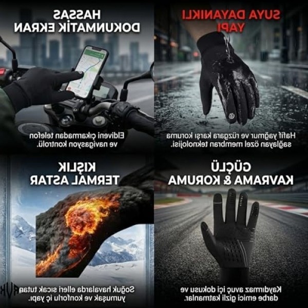 Die Grup Kışlık Motosiklet Eldiveni - Rüzgar ve Soğuk Koruma görsel 2