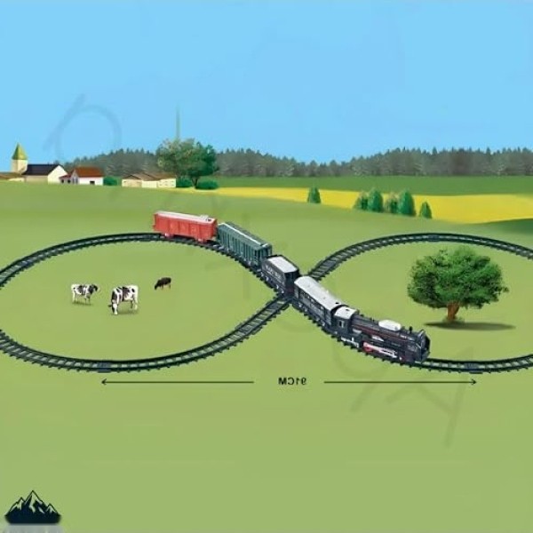Aesco Renkli 19 Parça Klasik Yolcu Treni Seti - 91 cm Ray Uzunluğu