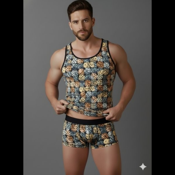 Melonika Erkek Desenli Tank Top Boxer Takımı