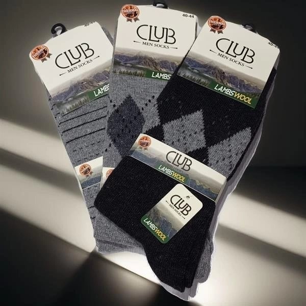 bebekokusu Club Lamswool Yün Erkek Kışlık Çorap 3 Adet görsel 3