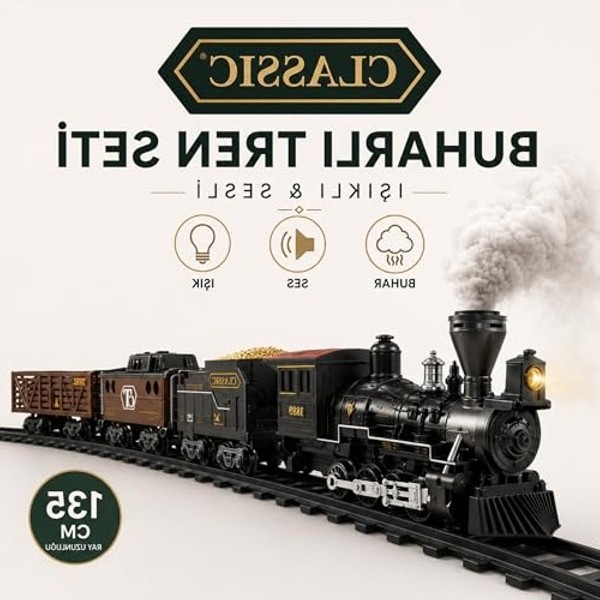Aesco Işıklı Buharlı Tren Seti, 30 Parça, Gerçek Buhar Efekti görsel 3