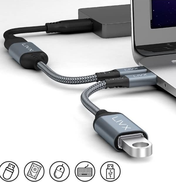 Die Grup Livx USB 3.0 To Type-C Çevirici Dönüştürücü 60W Hızlı Şarj Desteği 15 cm Kablolu Otg Adaptör Samsung Huawei Xiaomi Macbook ile Uyumlu Gri Ottca-01 görsel 3
