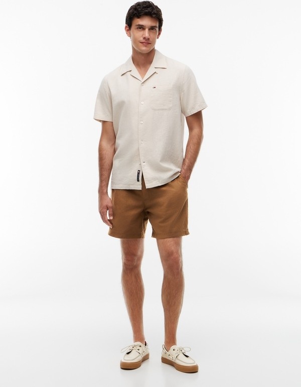 Tommy Hilfiger Tjm Lınen Blend Pull-On Short Erkek Kahverengi Şort - DM0DM22825