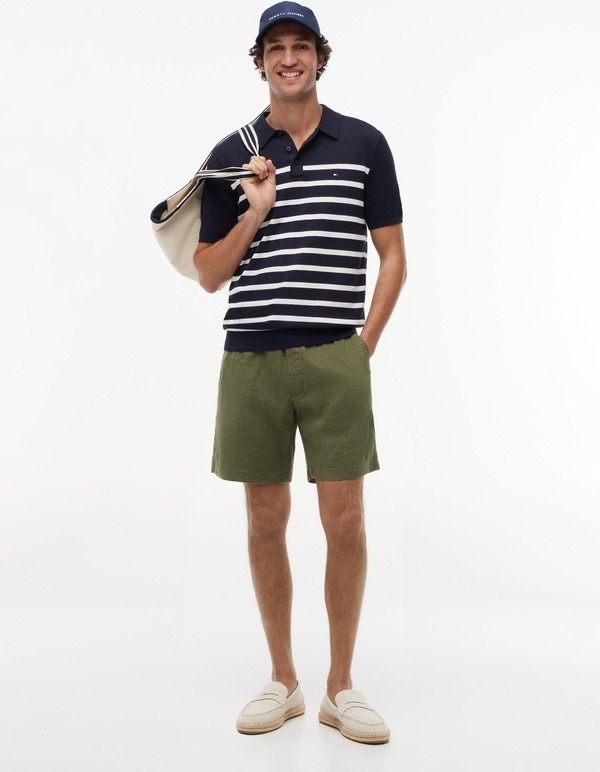 Tommy Hilfiger Dover 8 Po Sorona Lınen 2/2 Erkek Yeşil Şort - MW0MW44353