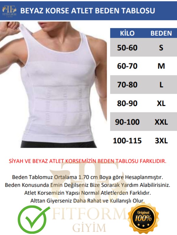 Fitform Giyim Fit Form Giyim 5 Farklı Bölgenizi Sıkılaştıran ve Incelten Erkek Atlet Korse Siyah Renk görsel 4