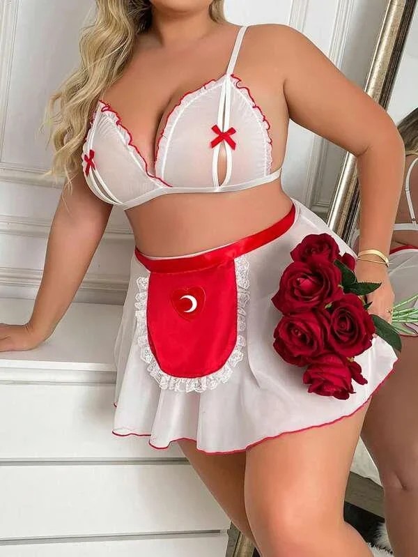 Ang Butik Özel Tasarım Büyük Beden Hemşire Kostümü görsel 3