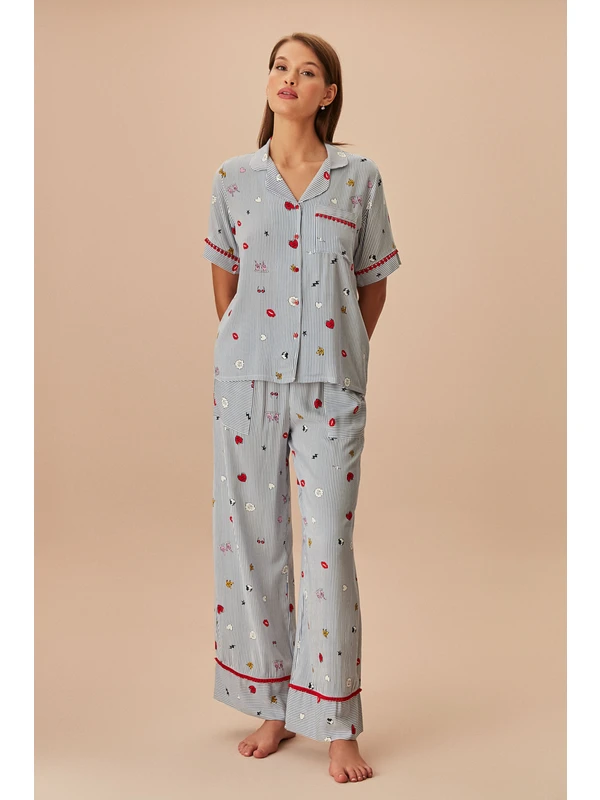 Suwen Smile Maskülen Pijama Takımı