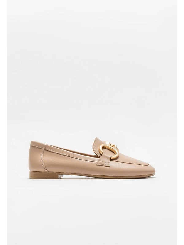 Elle Shoes Naturel Deri Kadın Loafer