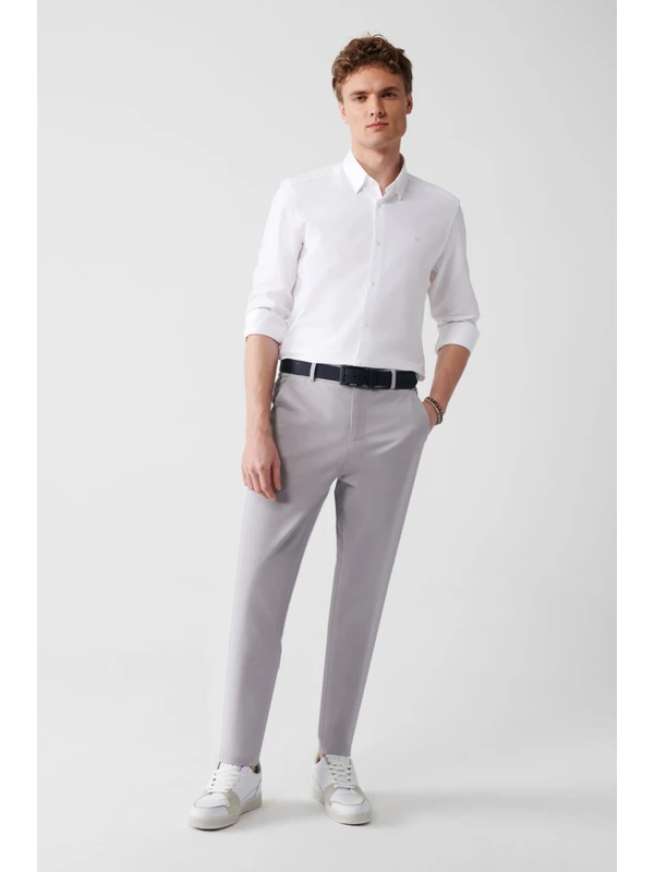 Avva Erkek Gri Arka Beli Lastikli Yandan Cepli Relaxed Fit Rahat Kesim Chino Pantolon A31y3004