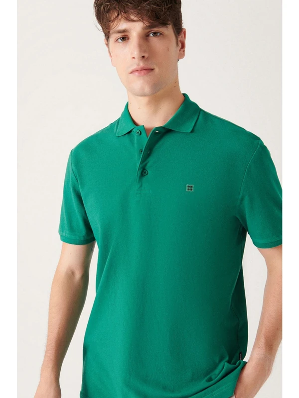 Avva Erkek Yeşil %100 Pamuk Serin Tutan Regular Fit Polo Yaka T-shirt E001004
