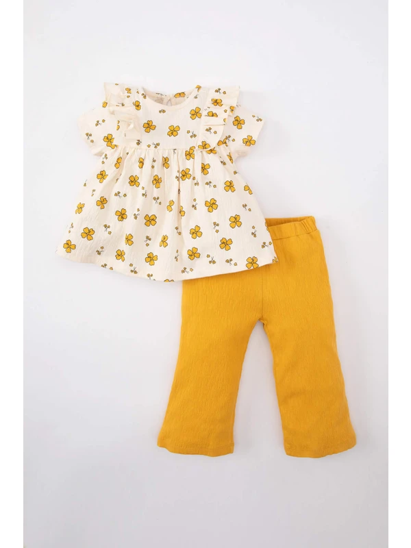 DeFacto Kız Bebek Çiçekli Bluz Pantolon 2'li Takım B9691A524SP