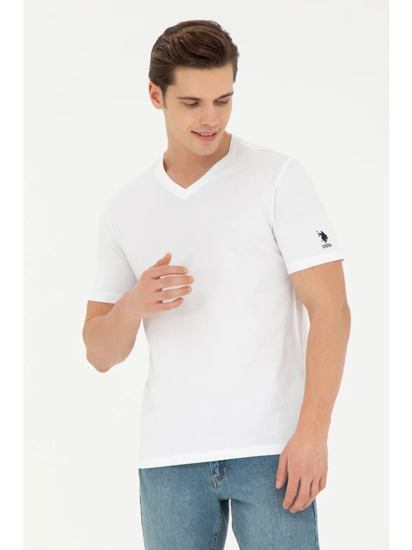 U.S. Polo Assn. Erkek Beyaz Tişört Basic 50284632-VR013
